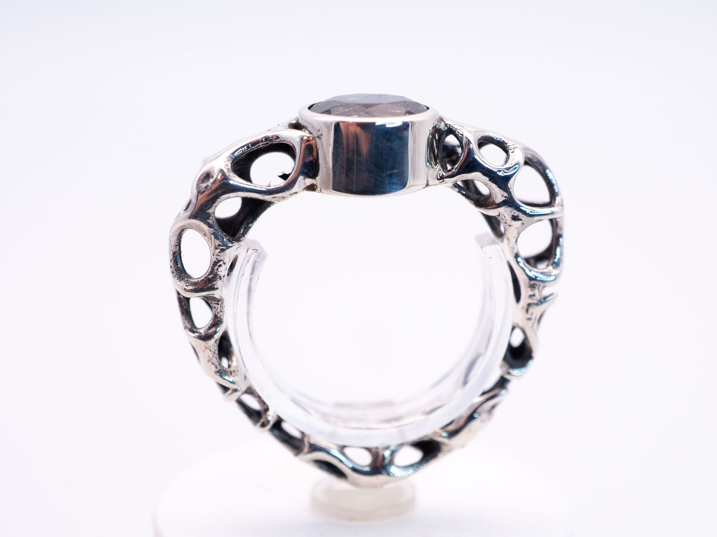 Indra’s Jeweled Net with Rutilated Quartz | Ring Size 8