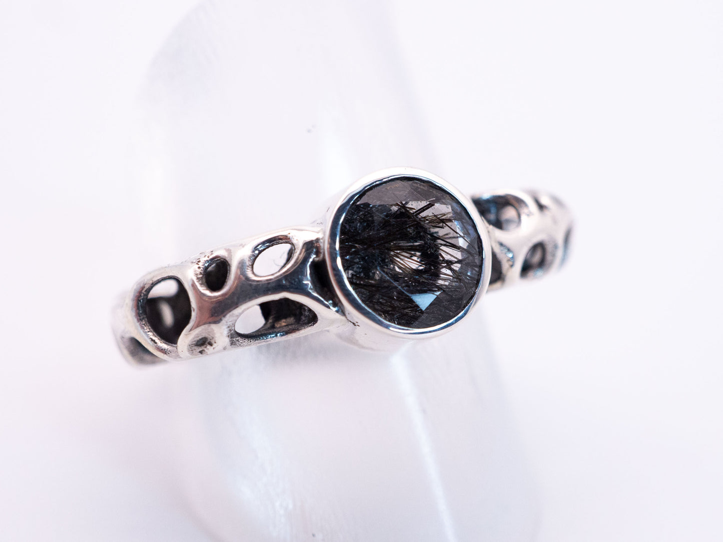 Indra’s Jeweled Net with Rutilated Quartz | Ring Size 8