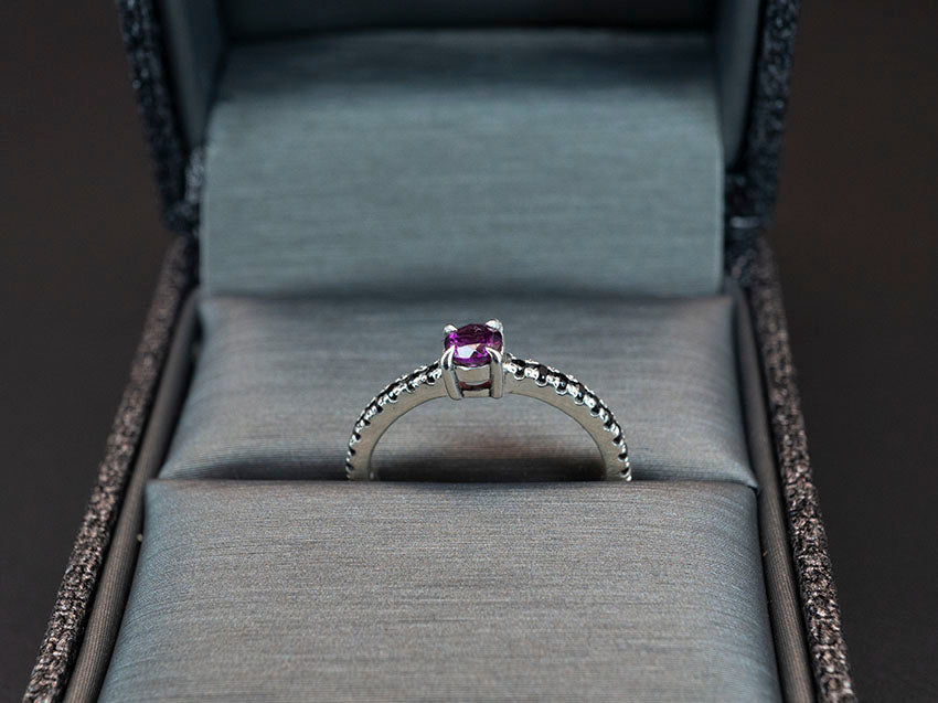 Crown Chakra | Natural Grape Garnet and Black Spinel | Ring Size 6 1/2