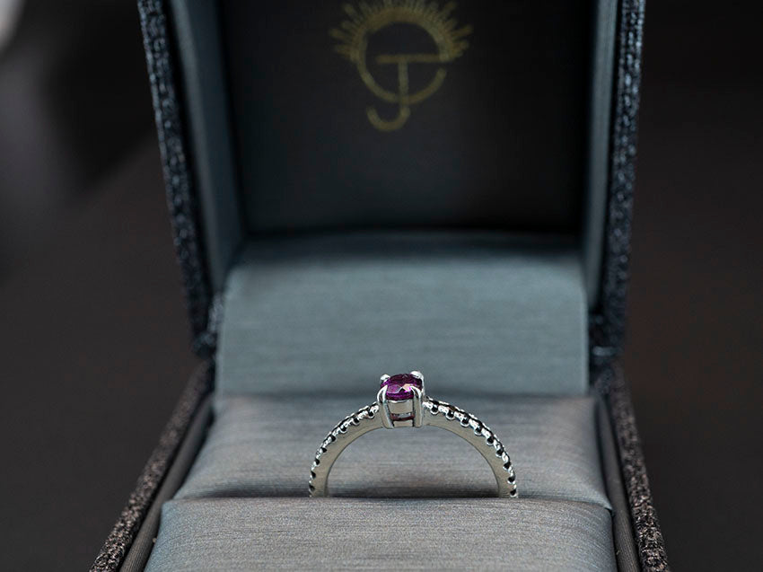 Crown Chakra | Natural Grape Garnet and Black Spinel | Ring Size 6 1/2