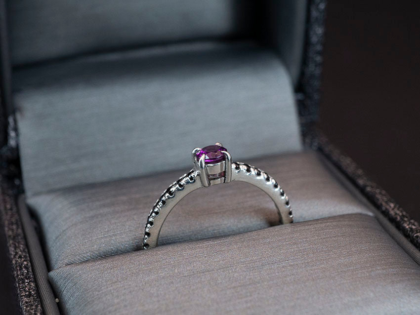 Crown Chakra | Natural Grape Garnet and Black Spinel | Ring Size 6 1/2
