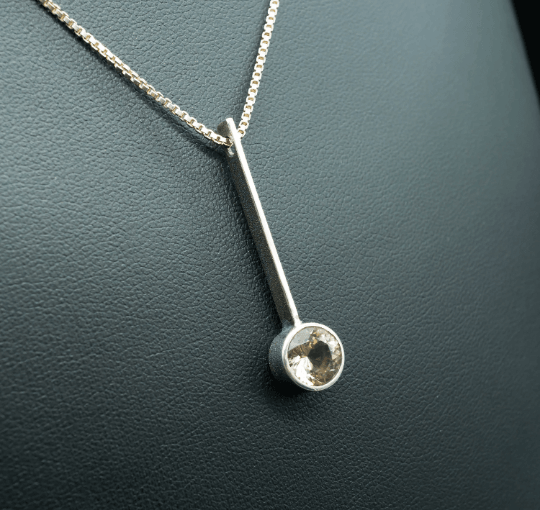 Earthy Monolithic Champagne Sunstone Pendant | .925 silver - Ecotone Jewelers
