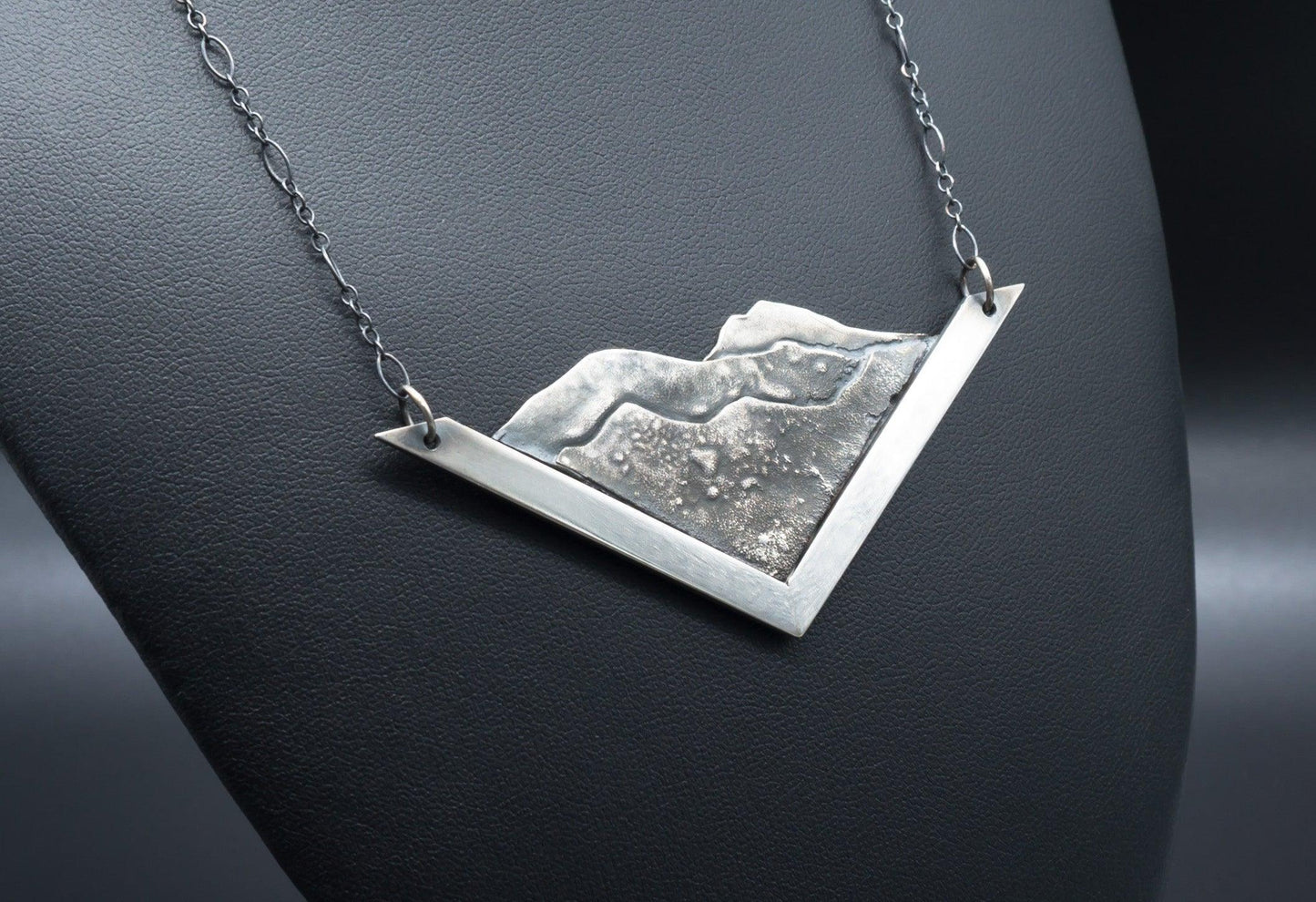 Mountain Landscape Pendant | .925 Sterling Silver | Hand fabricated | One of a kind necklace with 24" Chain - Ecotone Jewelers