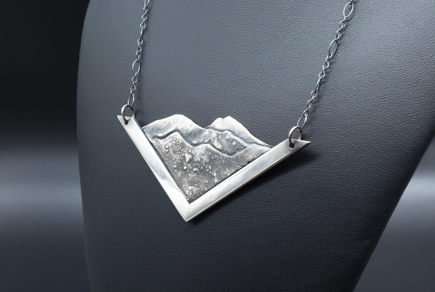 Mountain Landscape Pendant | .925 Sterling Silver | Hand fabricated | One of a kind necklace with 24" Chain - Ecotone Jewelers