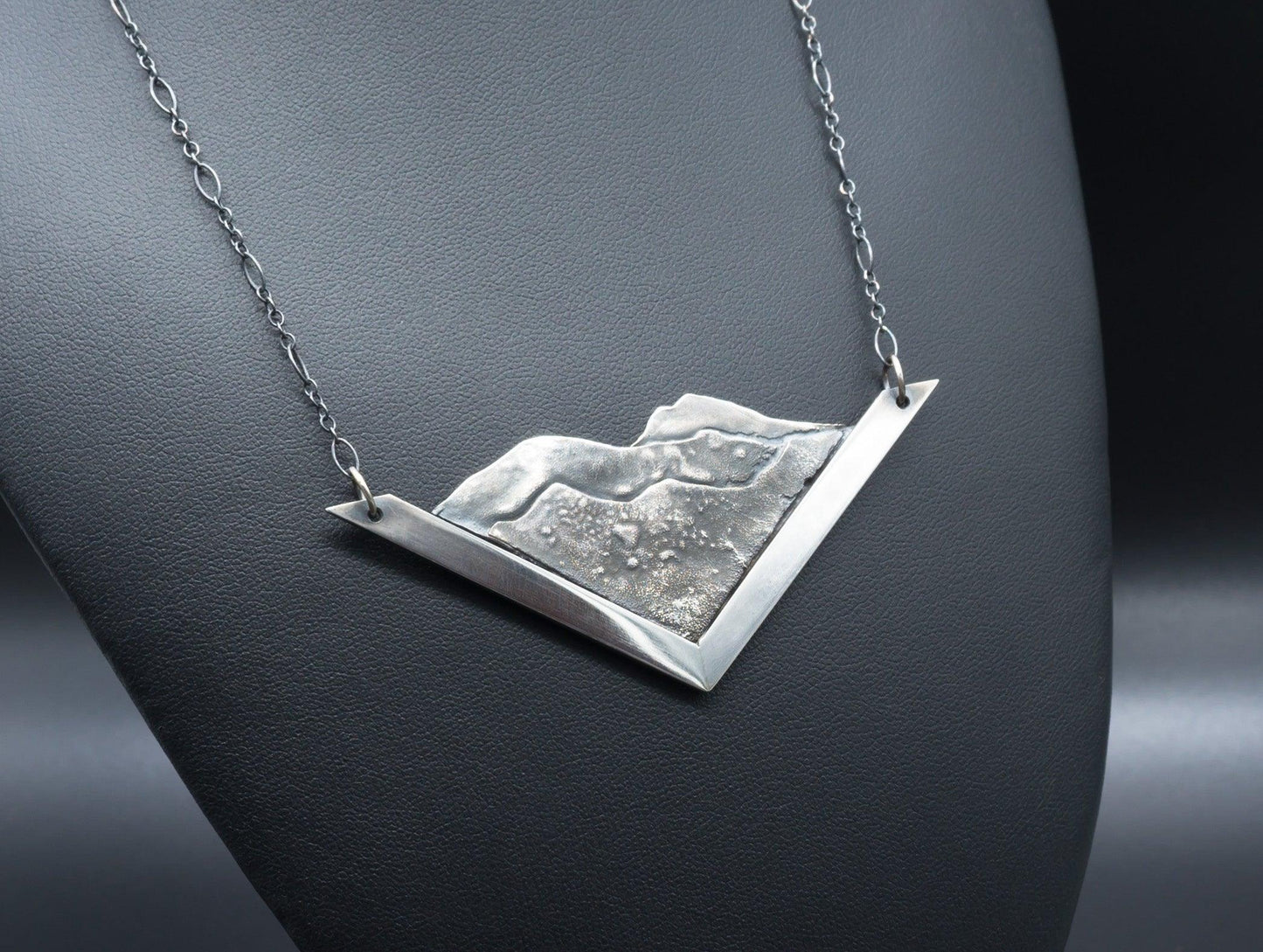 Mountain Landscape Pendant | .925 Sterling Silver | Hand fabricated | One of a kind necklace with 24" Chain - Ecotone Jewelers
