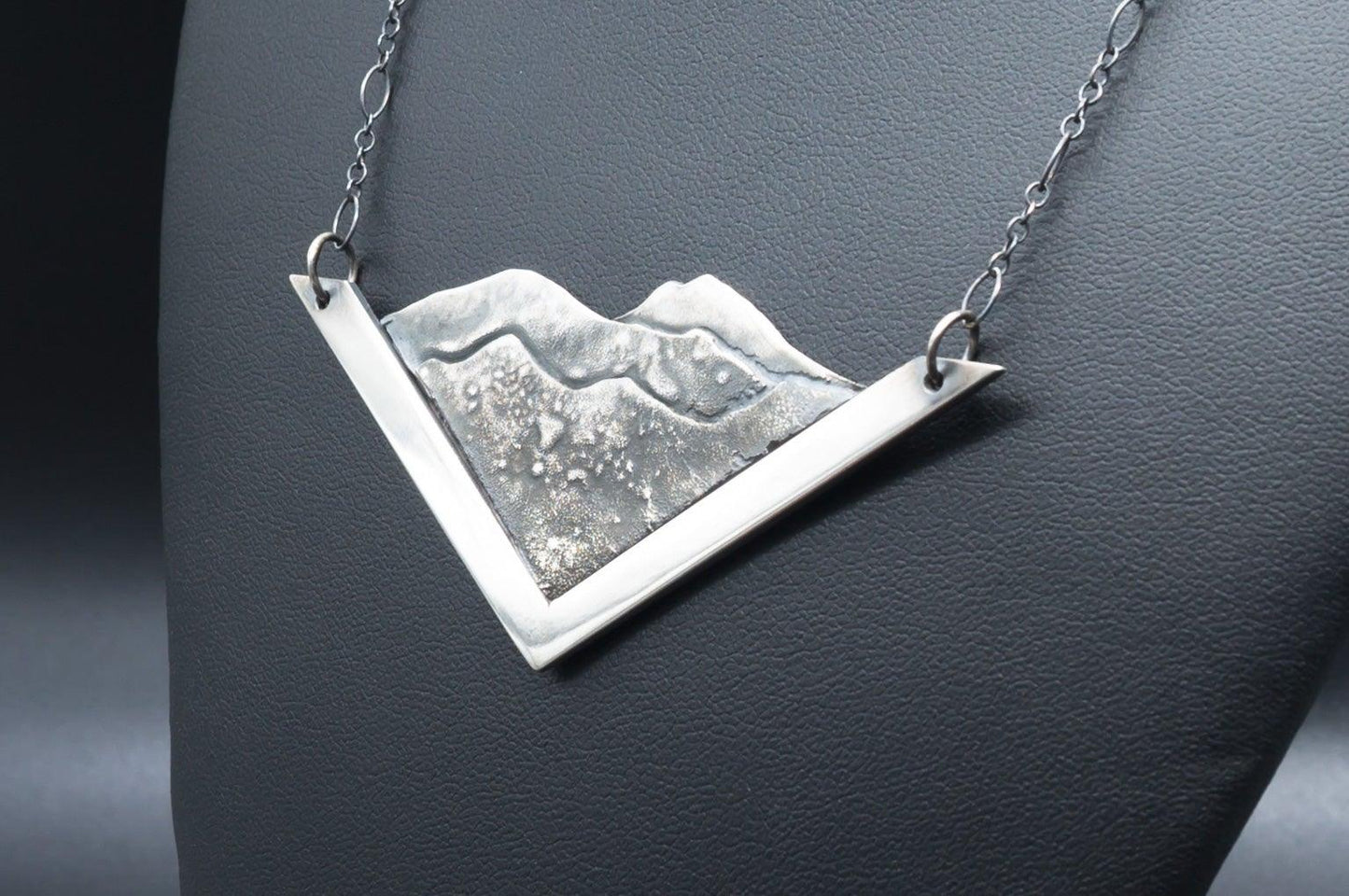 Mountain Landscape Pendant | .925 Sterling Silver | Hand fabricated | One of a kind necklace with 24" Chain - Ecotone Jewelers