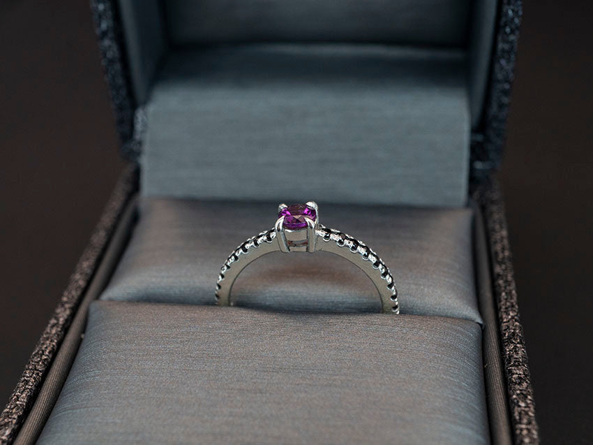 Crown Chakra | Natural Grape Garnet and Black Spinel | Ring Size 6 1/2