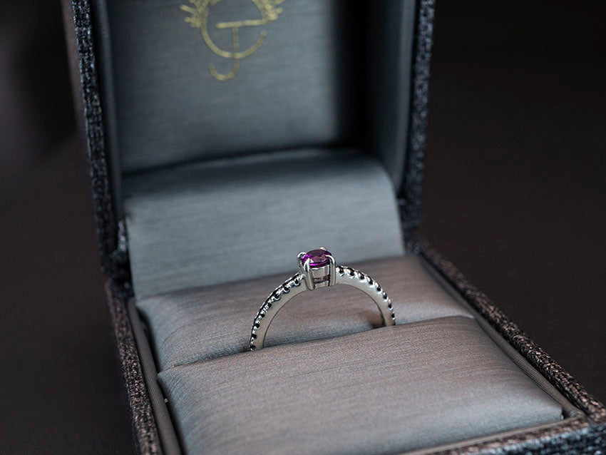 Crown Chakra | Natural Grape Garnet and Black Spinel | Ring Size 6 1/2