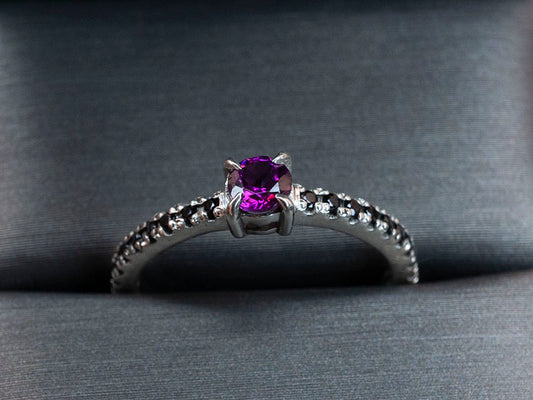 Crown Chakra | Natural Grape Garnet and Black Spinel | Ring Size 6 1/2
