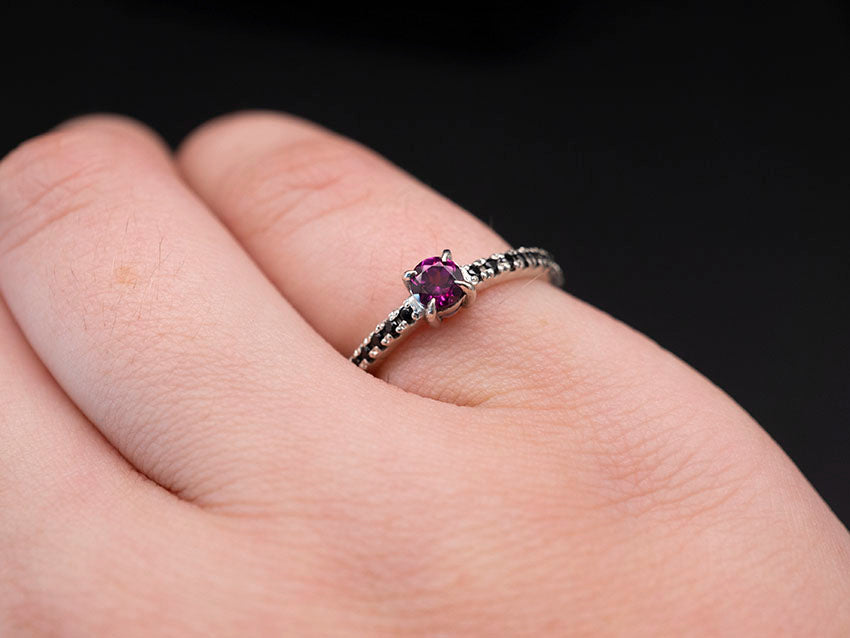 Crown Chakra | Natural Grape Garnet and Black Spinel | Ring Size 6 1/2
