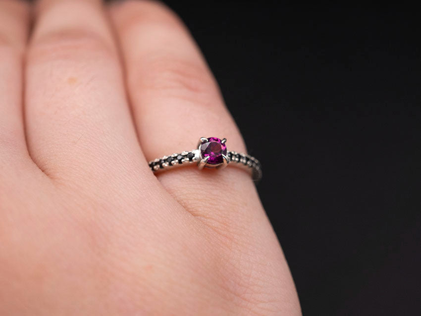 Crown Chakra | Natural Grape Garnet and Black Spinel | Ring Size 6 1/2