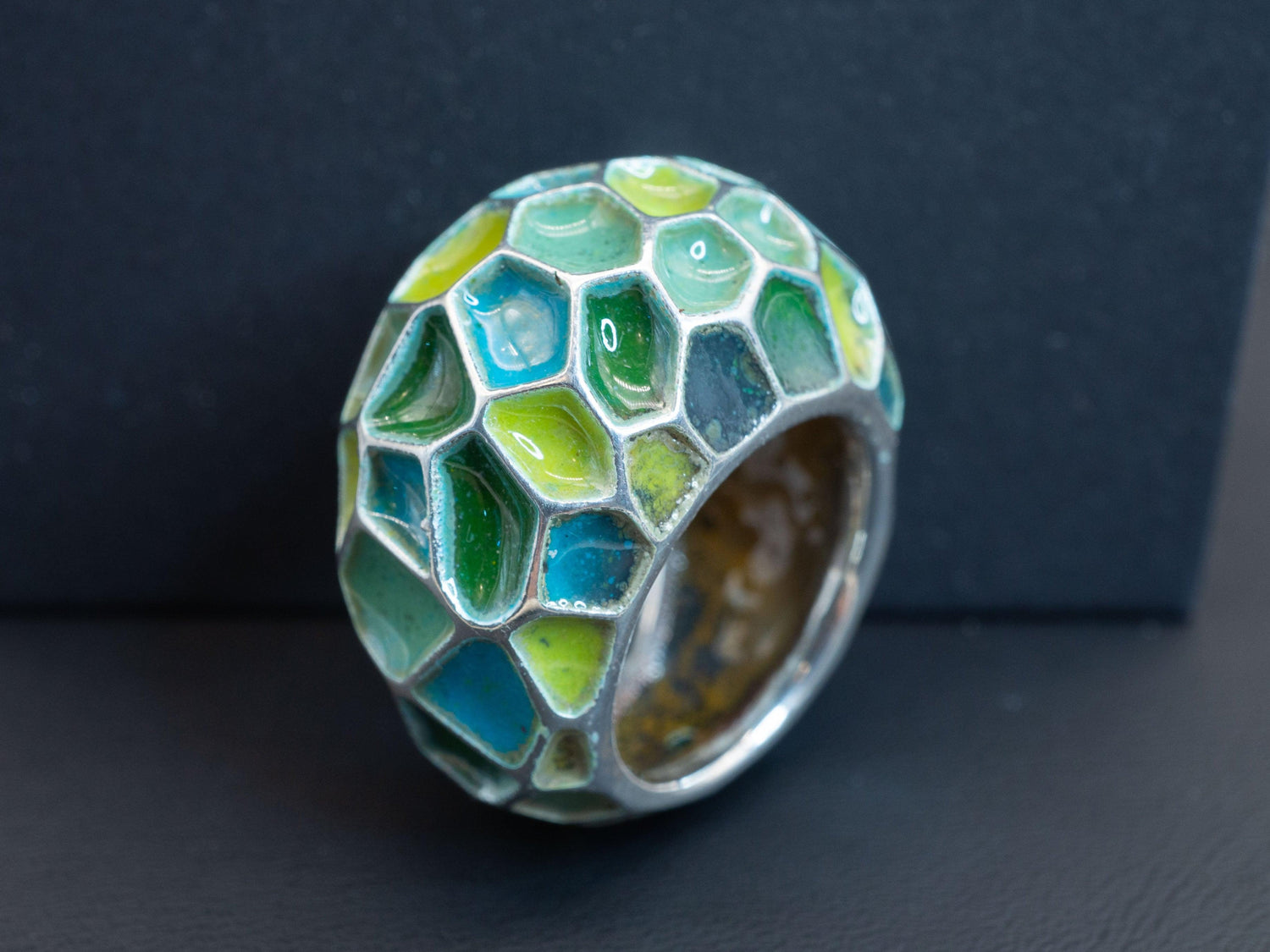 Emerald and Enamel Ring - Ecotone Jewelers