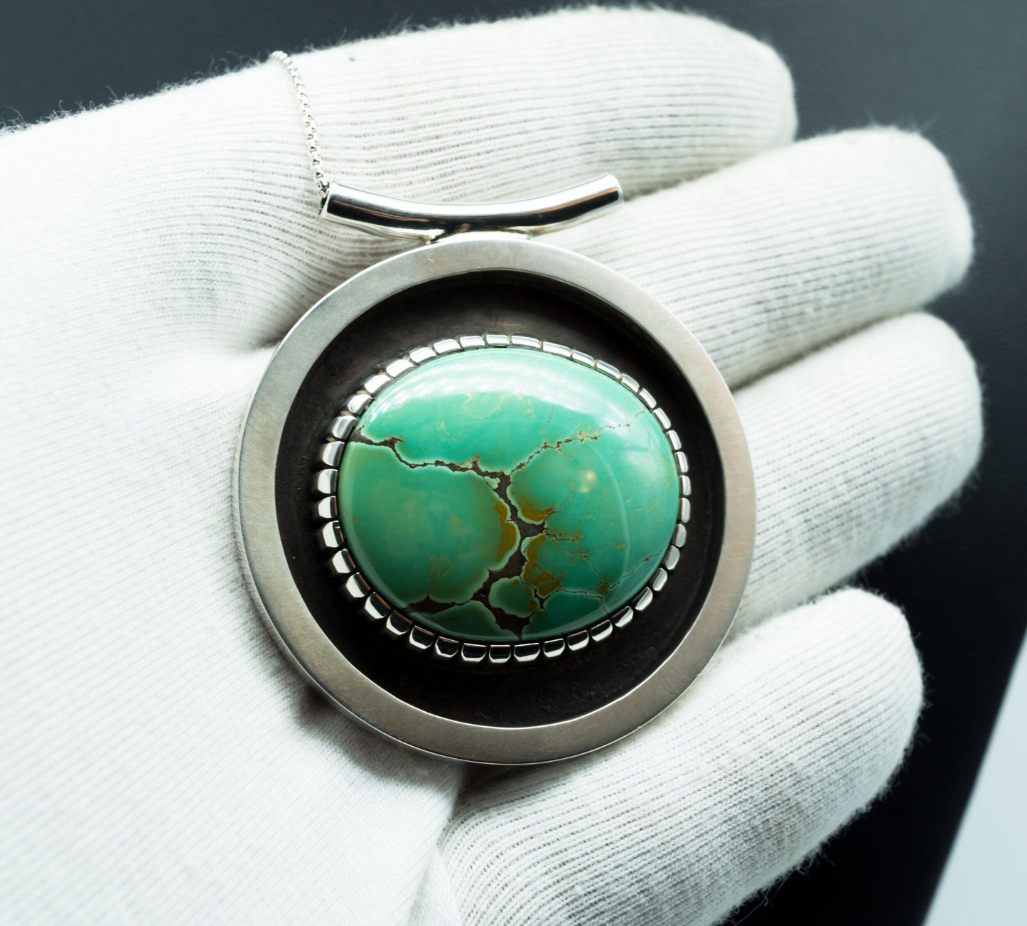 Tesselated Manassa Turquoise Pendant | .925 Silver | One of a kind - Ecotone Jewelers