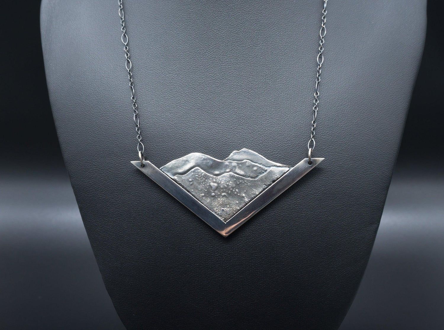 Mountain Landscape Pendant | .925 Sterling Silver | Hand fabricated | One of a kind necklace with 24" Chain - Ecotone Jewelers