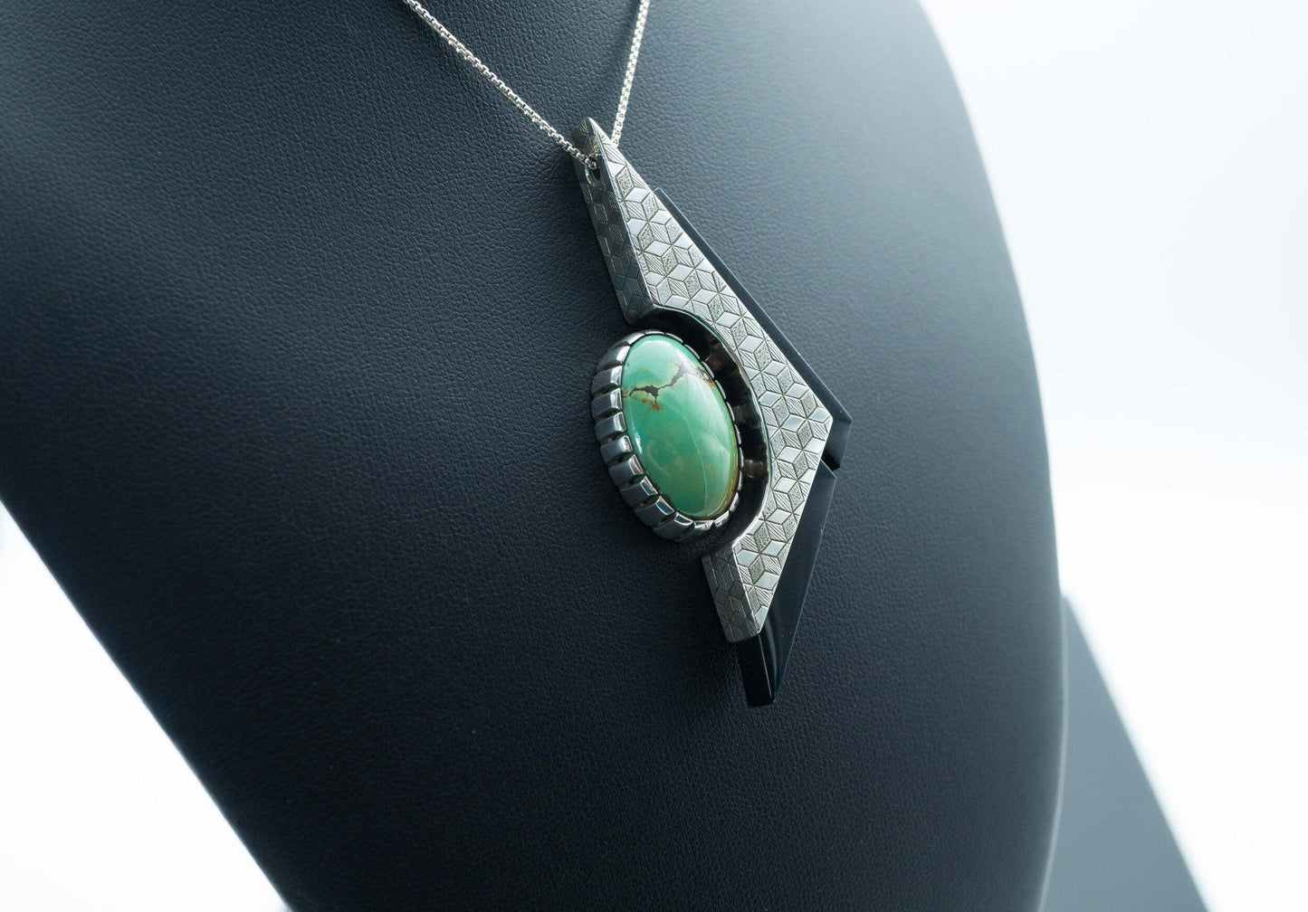 Sacred Geometry Pendant with Manassa Turquoise and Black Jade | .925 silver - Ecotone Jewelers