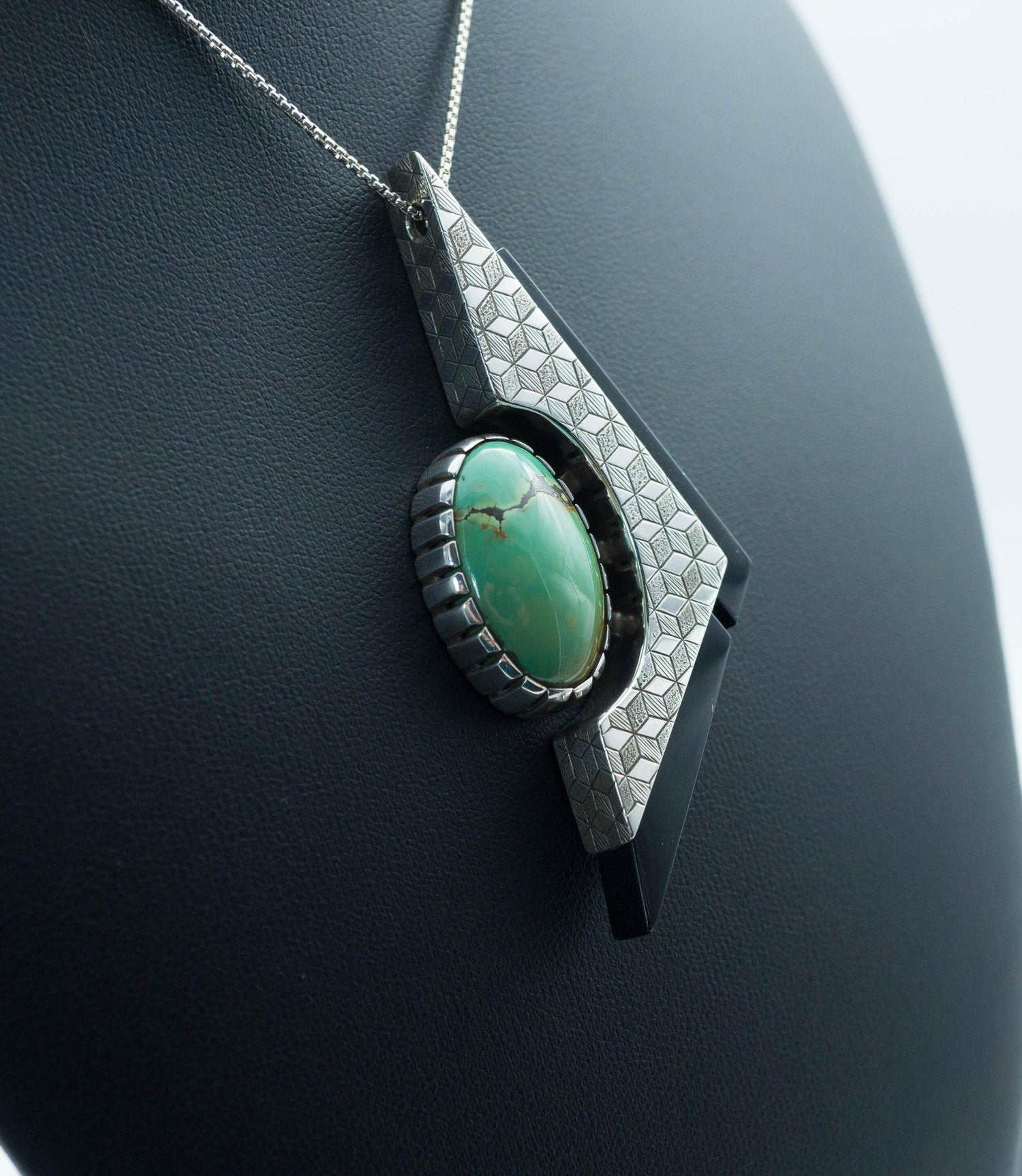 Sacred Geometry Pendant with Manassa Turquoise and Black Jade | .925 silver - Ecotone Jewelers