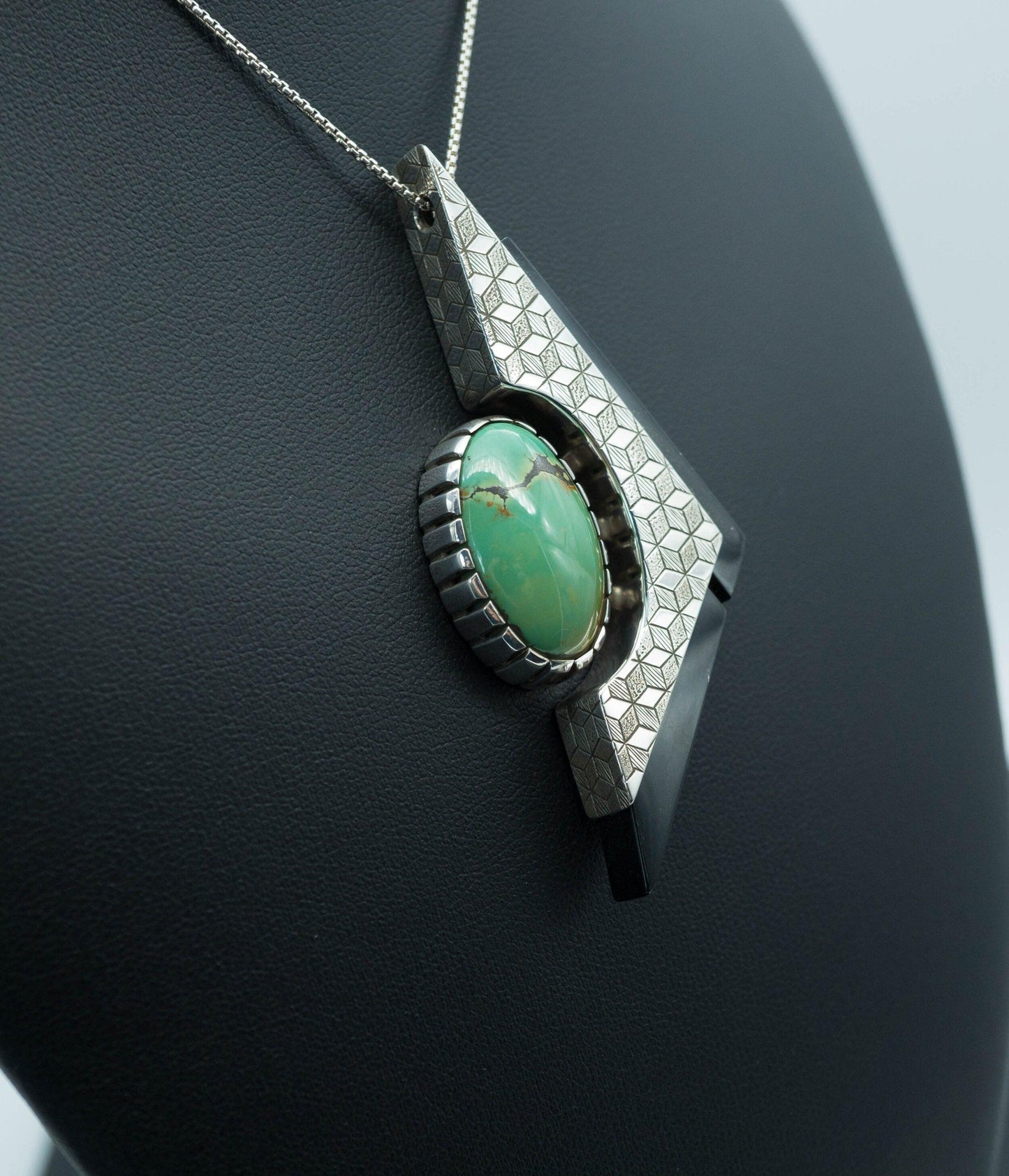 Sacred Geometry Pendant with Manassa Turquoise and Black Jade | .925 silver - Ecotone Jewelers